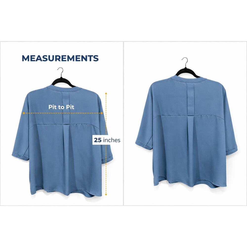 Westbound Medium Blue Blouse Button Front VNeck F… - image 5